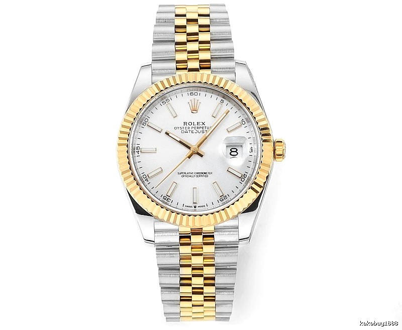 Rolex Two-Tone Datejust Watch - White Baton Dial Travel Edit