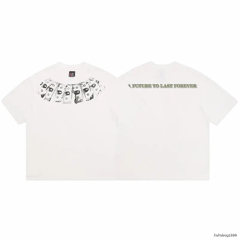 SAINT Dollar Bill Print Street Style White T-Shirt