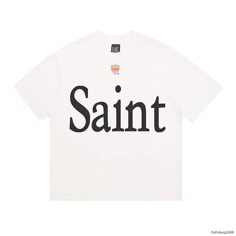 SAINT Letter Print Street Style Off-white T-shirt