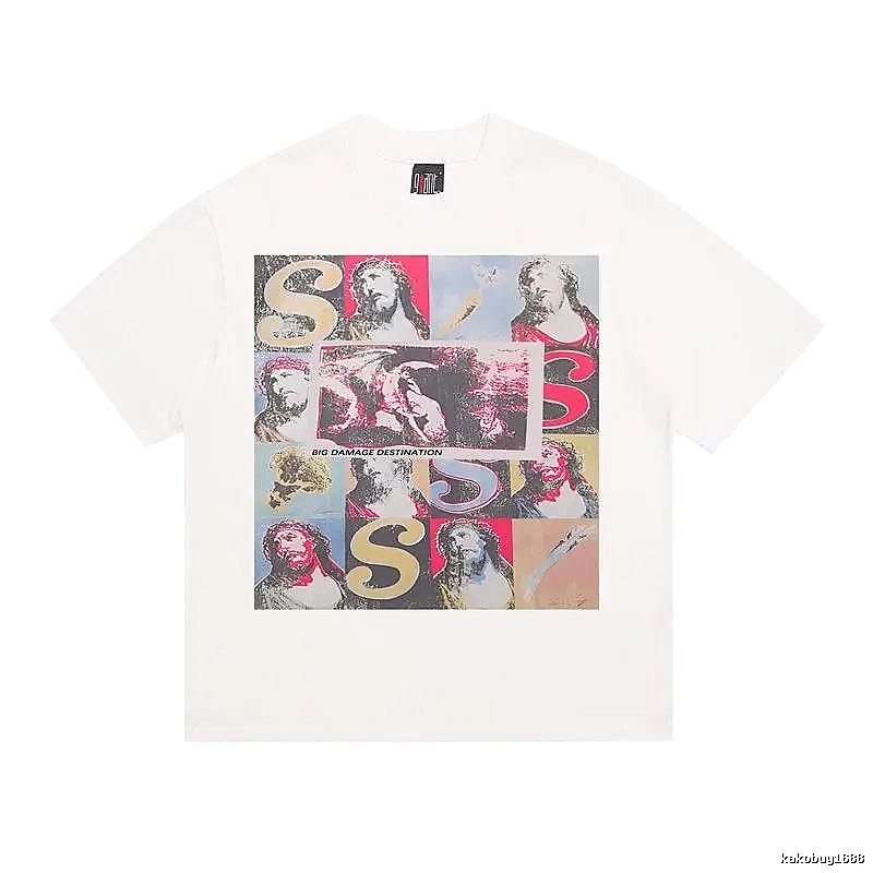 SAINT Religious Print Vintage Style White T-Shirt