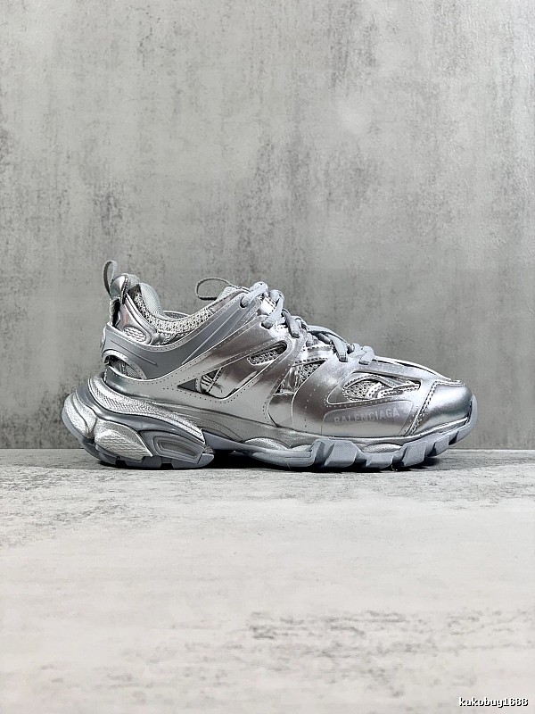 Silver Runner Sneaker by Balenciaga with Silver Layered Runner Side Profile