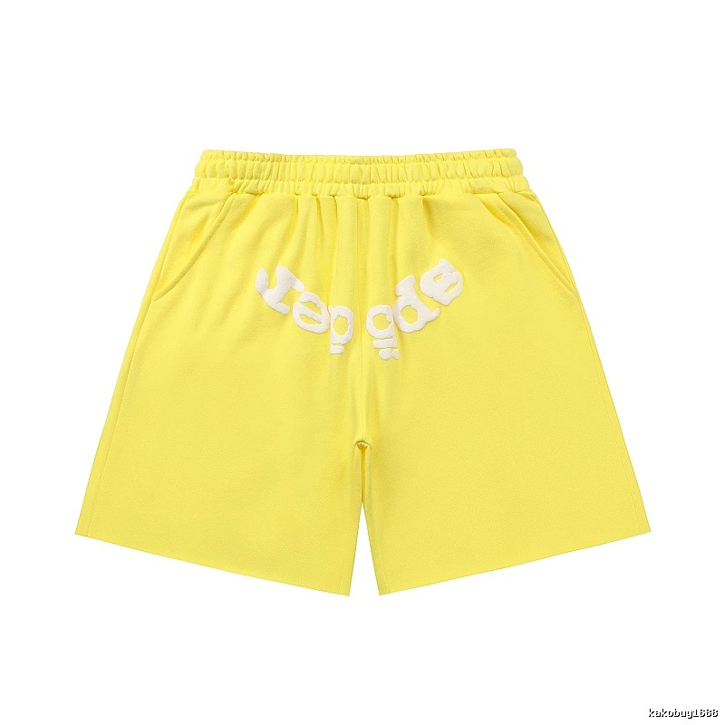 Sp5der casual style yellow shorts