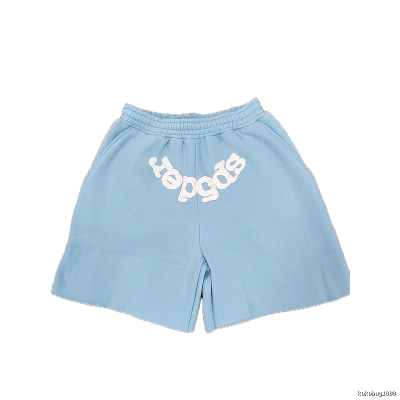 Sp5der Foam Print Street Style Light Blue Shorts