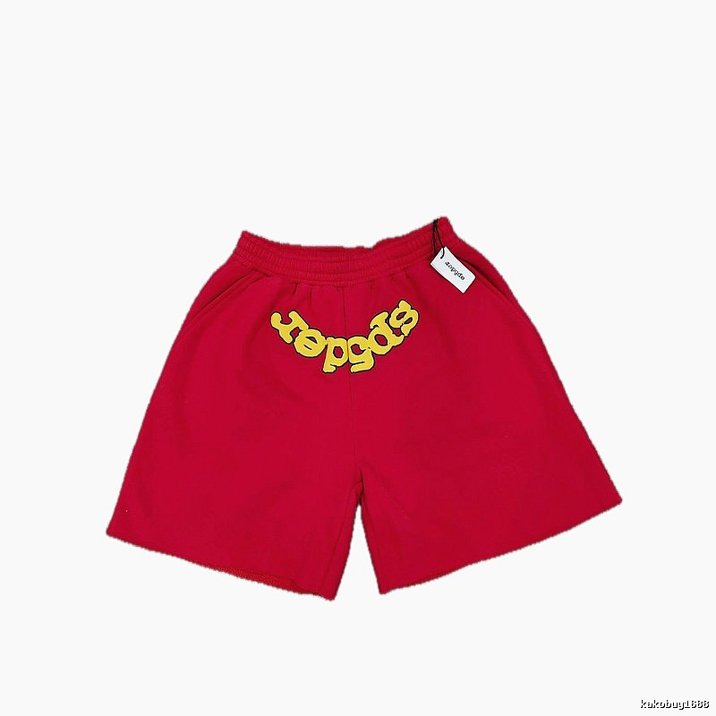 Sp5der Foam Print Street Style Red Casual Shorts