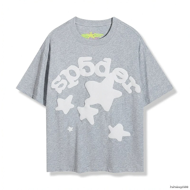 Sp5der Gray T-shirt with Star Print