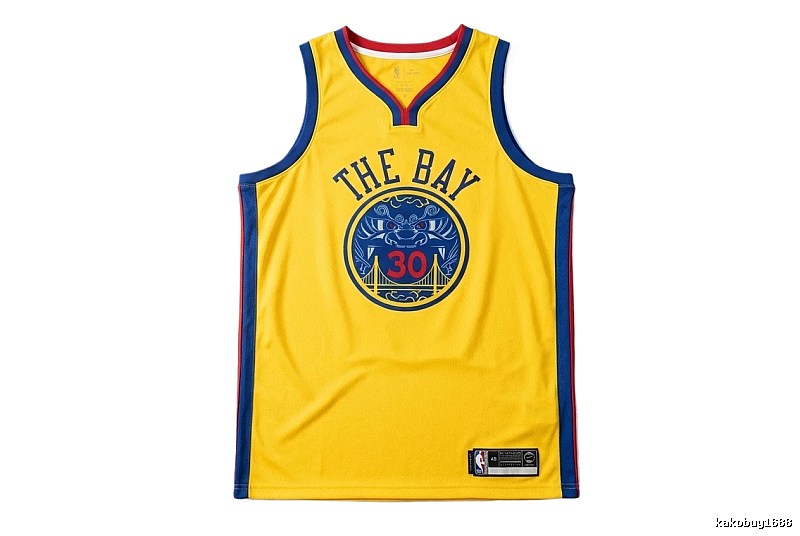 Stephenen Curry's yellow and blue retro-style jersey