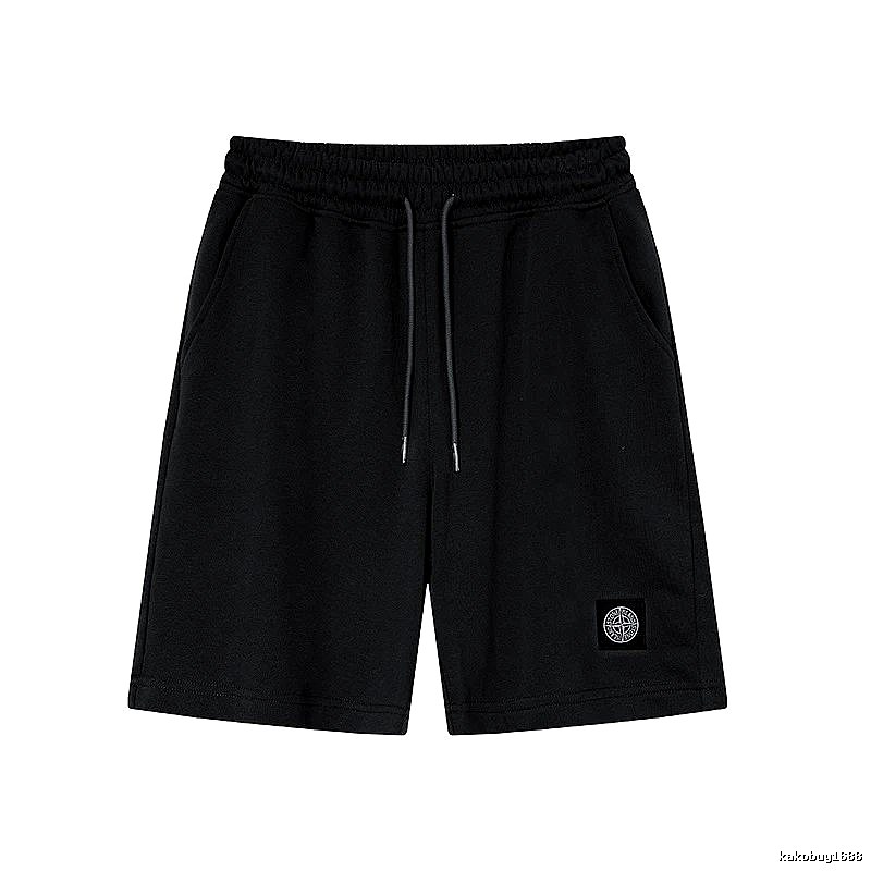 Stone Island Badge Casual Style Black Sports Shorts