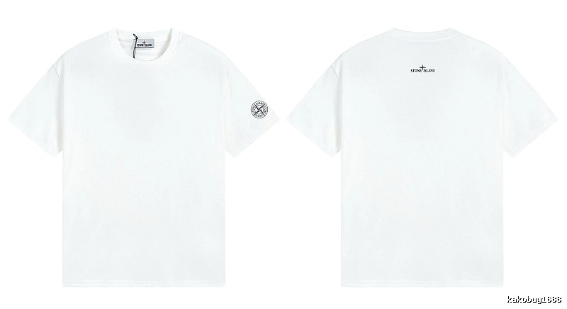 Stone Island Badge Minimalist Style White Short-sleeve T-shirt