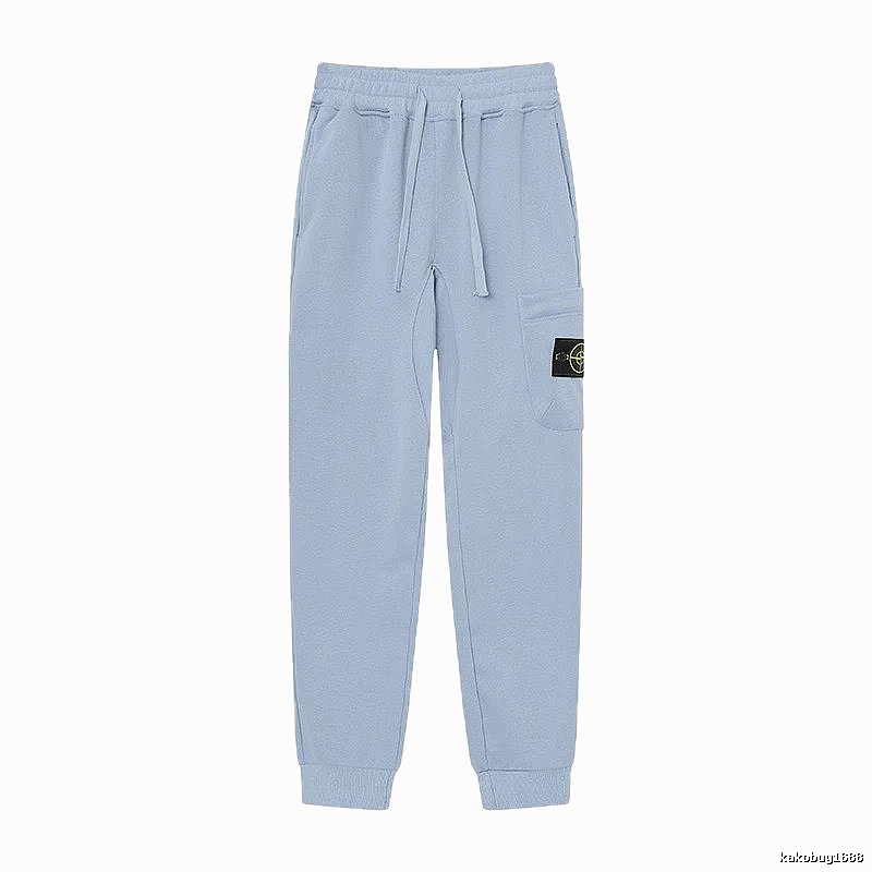 Stone Island Compass Badge Street Style Light Blue Cuffed Jogger Sweatpants