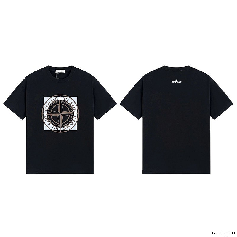 Stone Island Compass Print Street Style Black T-Shirt
