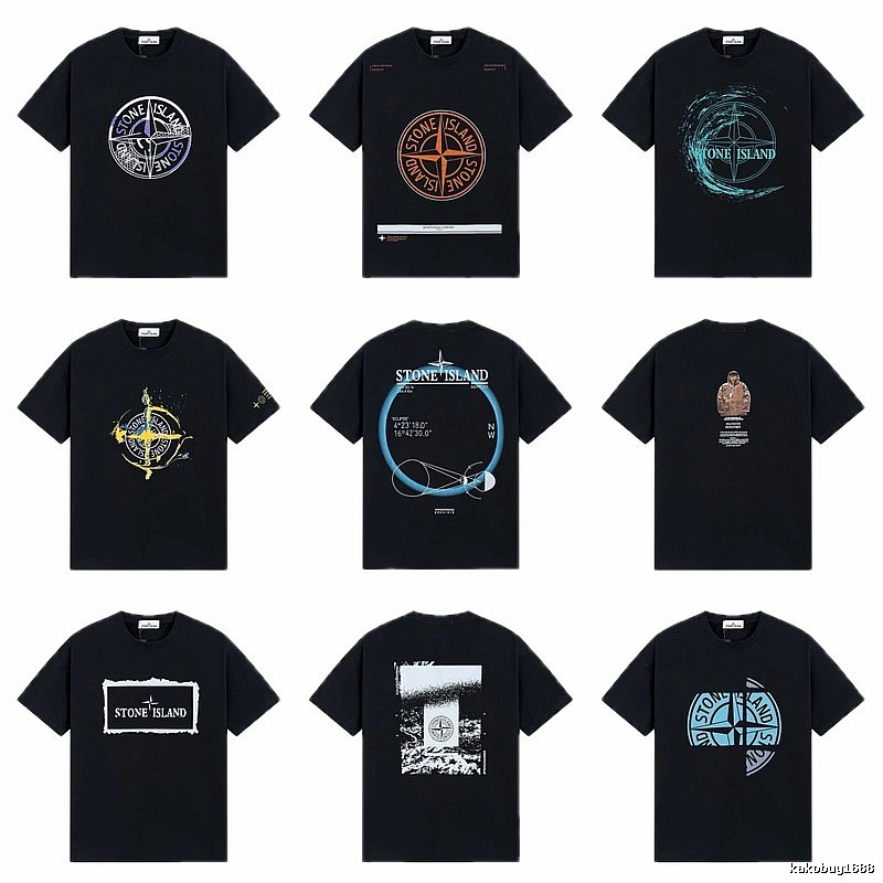 Stone Island Compass Print Street Style Black T-Shirt
