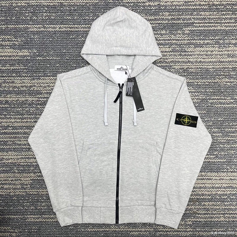 Stone Island Heather Gray Zip Hoodie Resort Wear