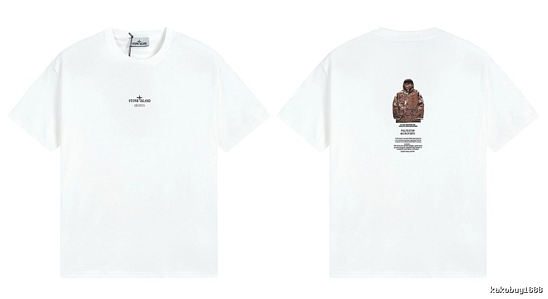 Stone Island Printed Functional Style White Short Sleeve T-shirt