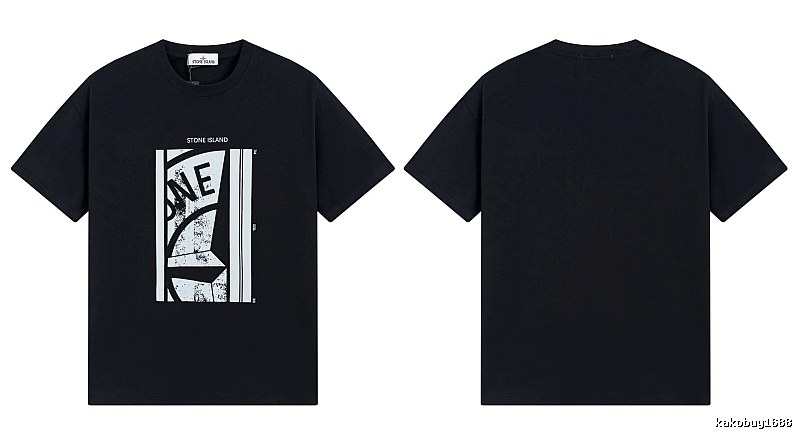 Stone Island Printed Street Style Black T-shirt