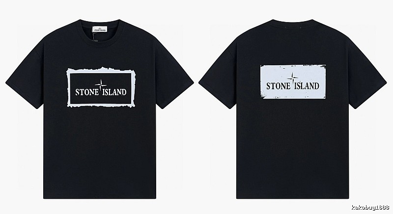 Stone Island Printed Street Style Black T-Shirt