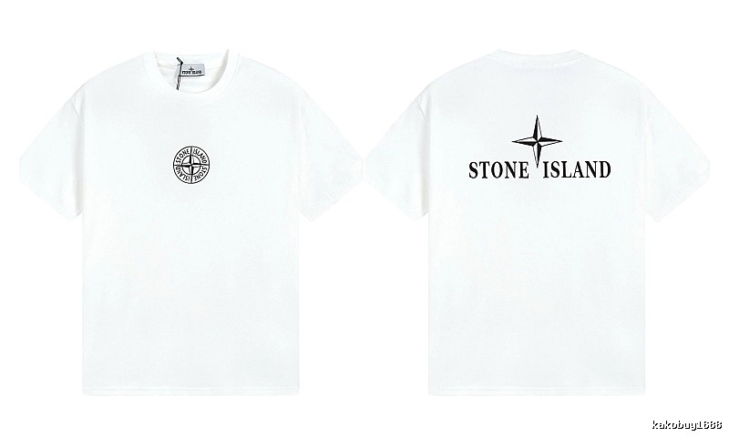 Stone Island Printed Street Style White Short Sleeve T-shirt