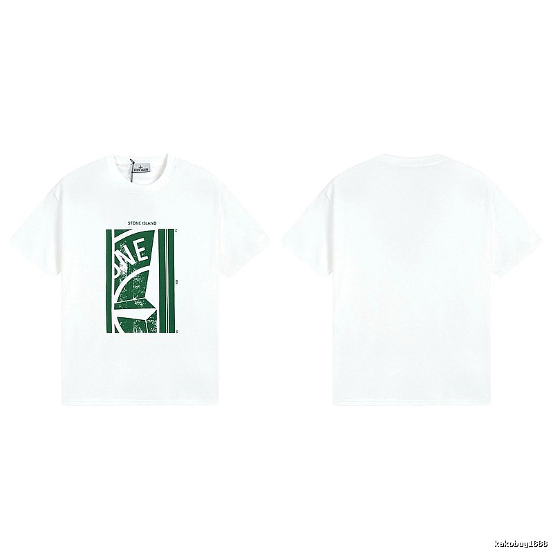 Stone Island Printed Street Style White Short Sleeve T-Shirt