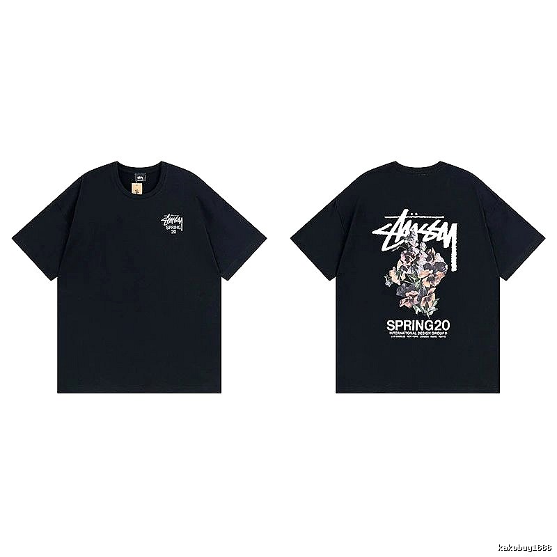 Stussy Black Spider Graphic T-Shirt Warm Weather Logo