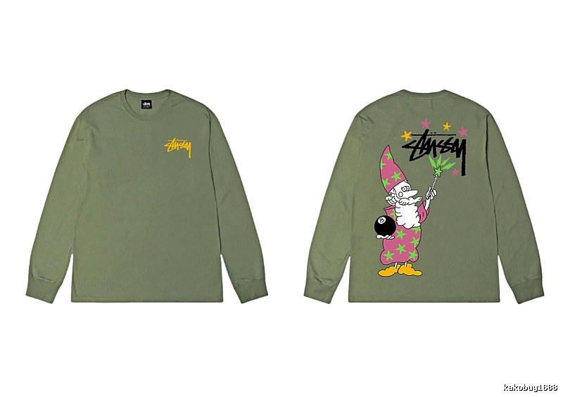 Stussy Cartoon Fun Style Olive Green Sweatshirt