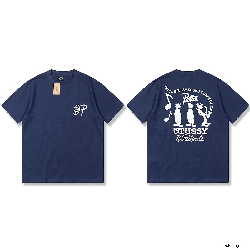 Stussy Co-branded Hip-hop Style Navy Blue T-shirt