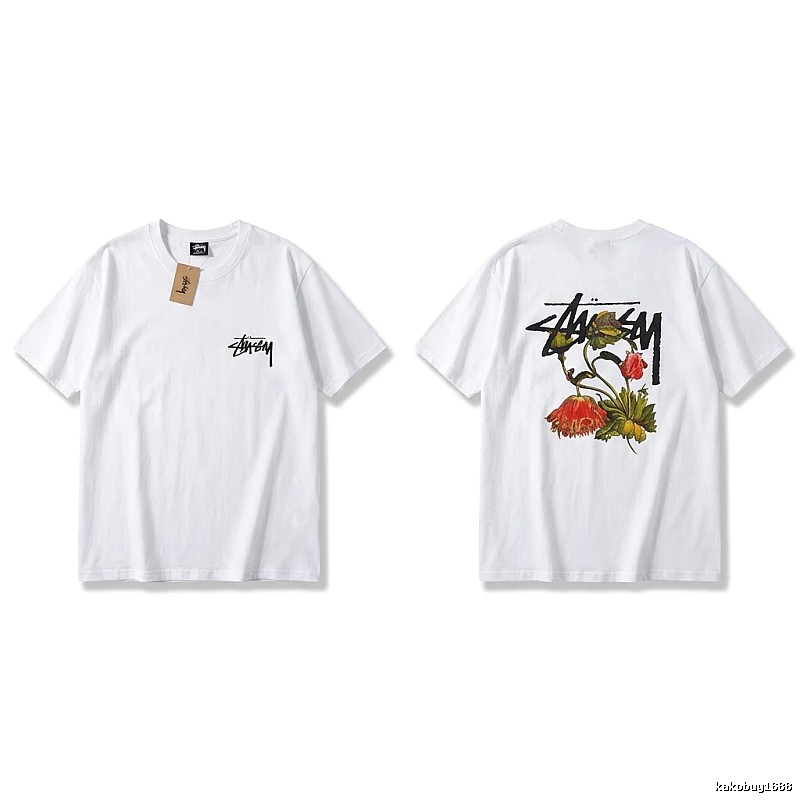 Stussy Floral Print White T-Shirt