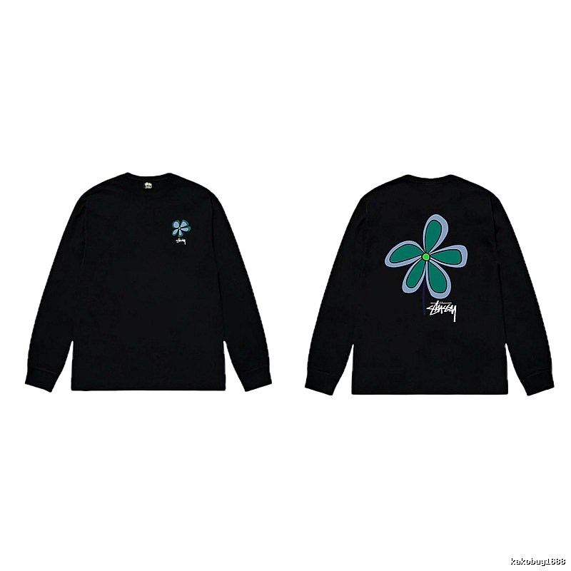 Stussy Flower Print Black Long-Sleeve