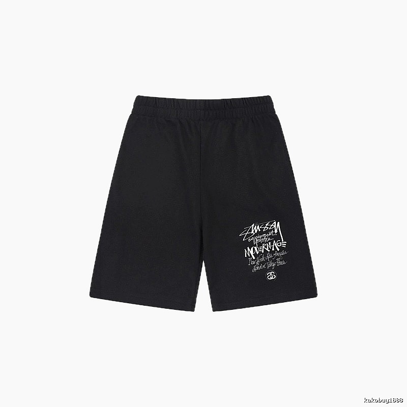 Stussy graffiti-style black shorts
