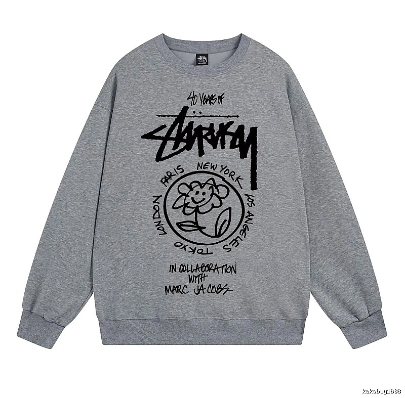 Stussy Gray Style 539 Graphic SweatShirt Minimal Look
