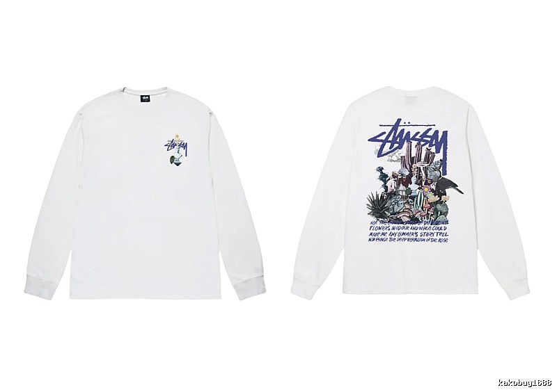 Stussy printed trendy white long-sleeve