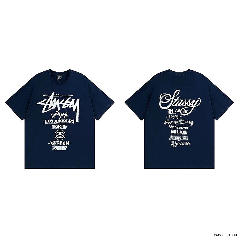 Stussy Simple Logo Finish Spider Graphic T-Shirt Minimal Look