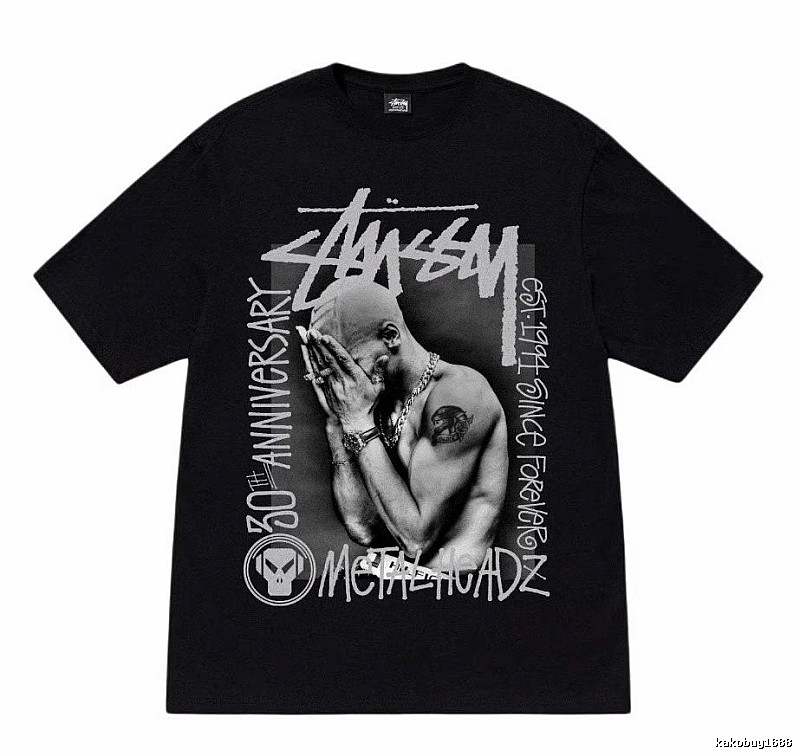Stussy Statement Graphic T-shirt Black White Stussy for Easy Pairing
