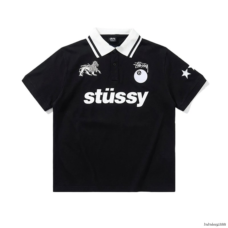 Stussy Trendy Style Black Polo Shirt