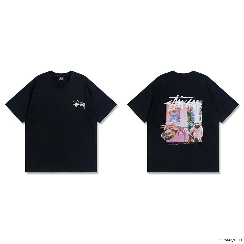 Stussy trendy style black T-shirt