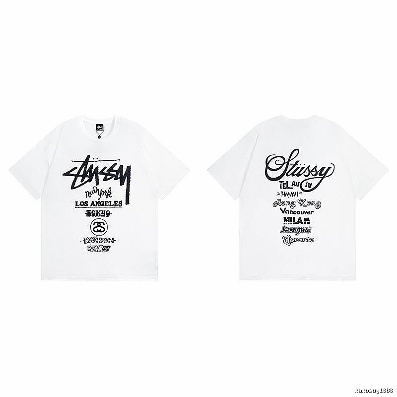 Stussy White Spider Graphic T-Shirt Travel Pack Logo