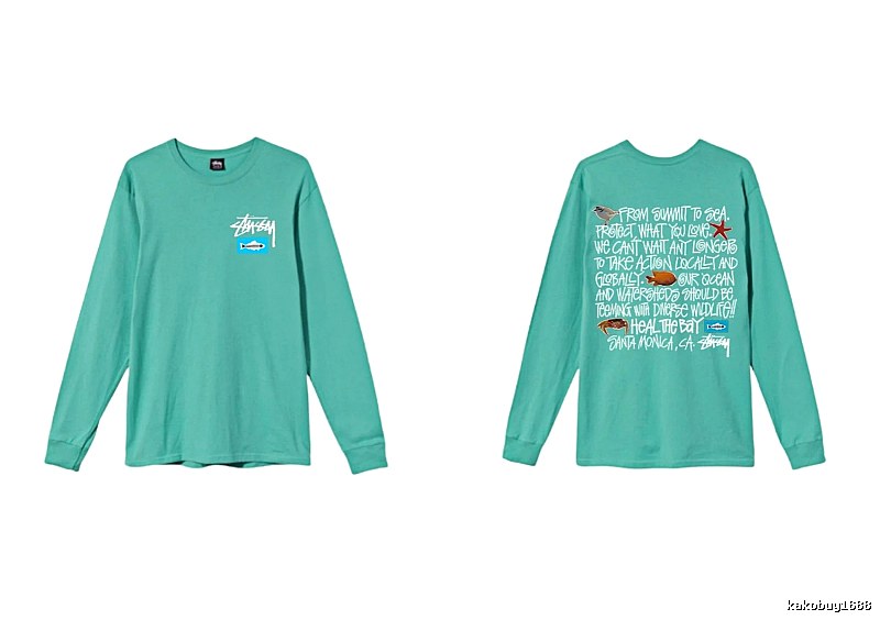 Stussy's eco-friendly mint green long-sleeved shirt