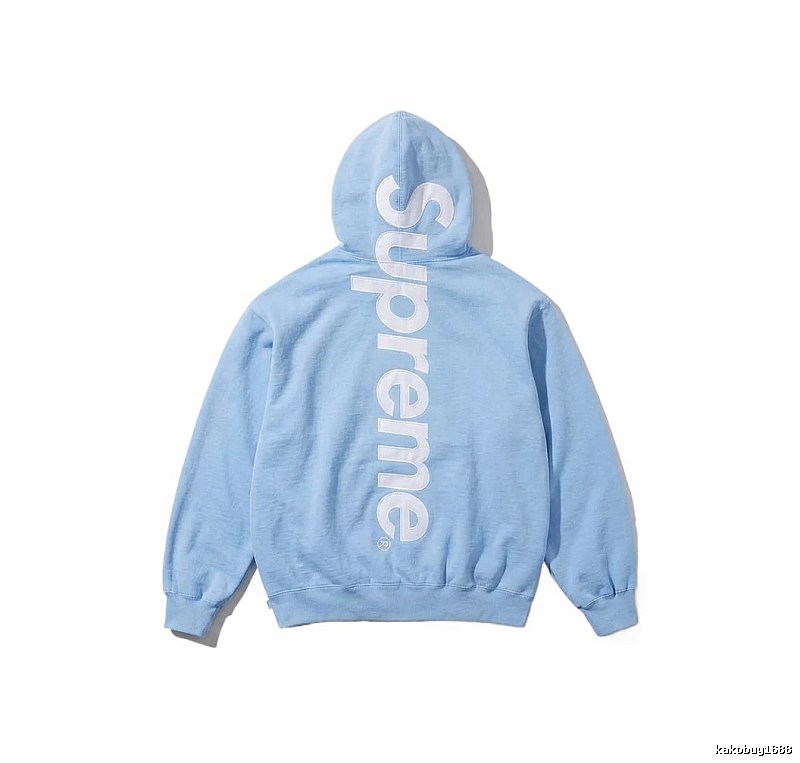 Supreme basic style, simple style, light blue hoodie