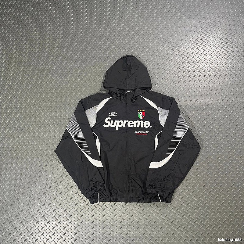 Supreme Black Color-Block Hooded Track Jacket