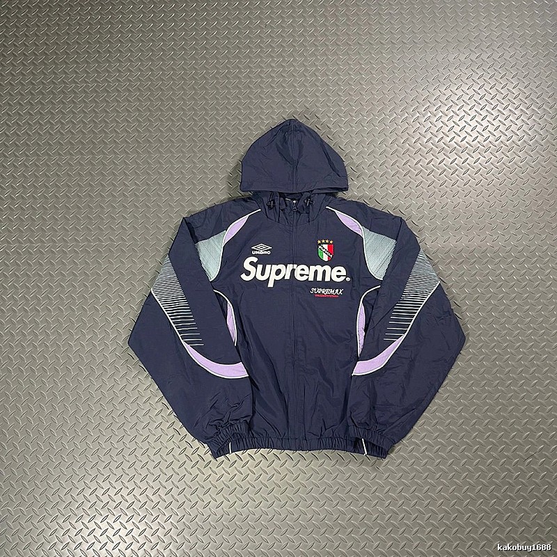 Supreme Navy Purple Hooded Track Jacket
