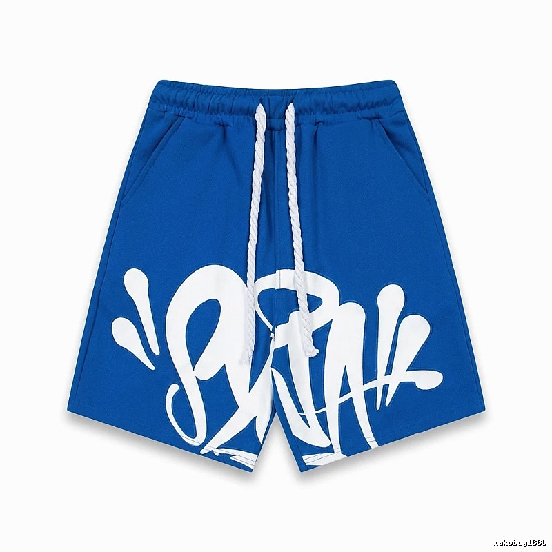 SynaWorld graffiti-style blue shorts