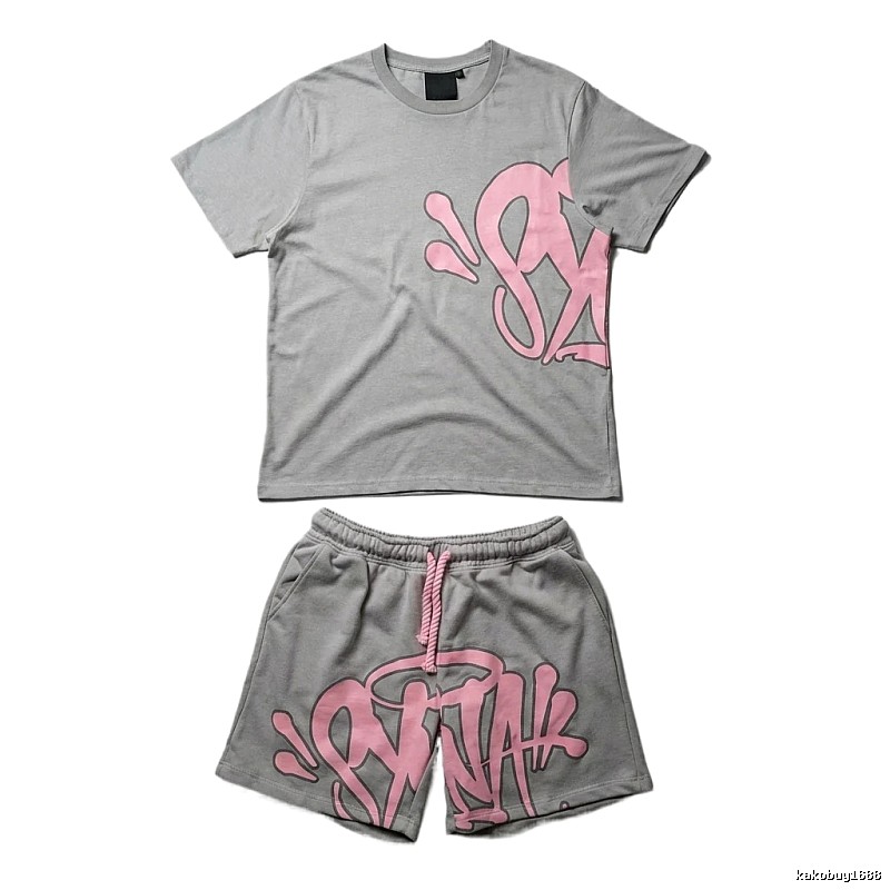 SynaWorld Graffiti-style Gray Short-sleeve Shirt