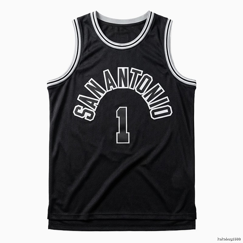 The black jersey of the San Antonio Spurs' Wembanyama style.
