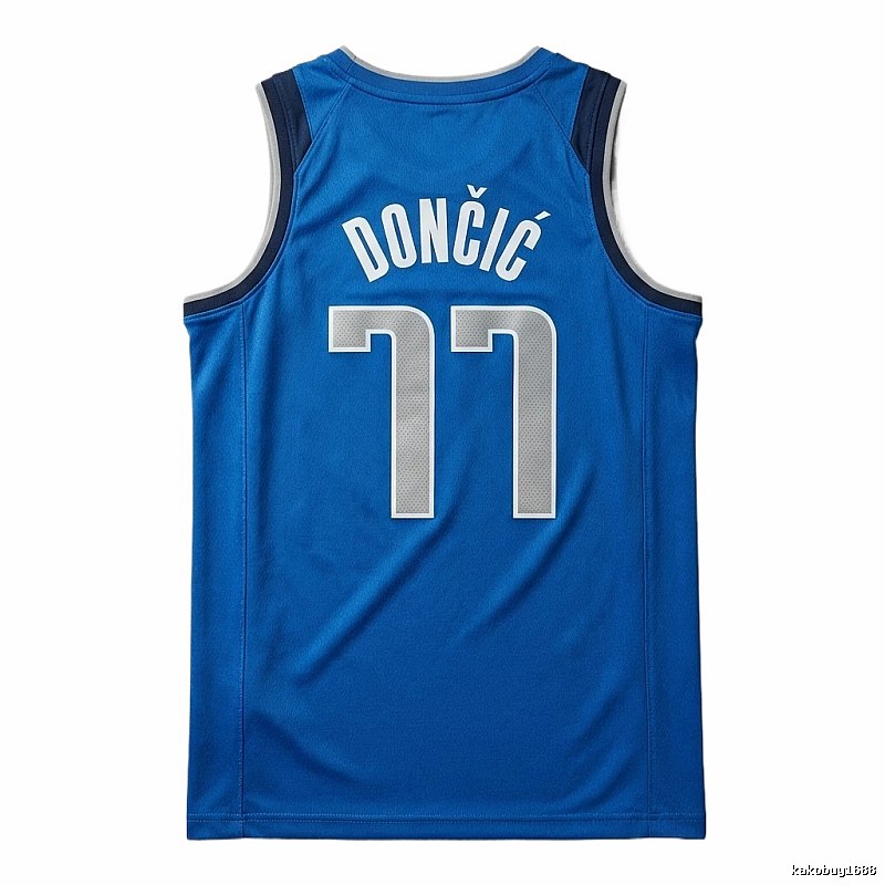 The blue basketball uniform of Luka Doncic of the Mavericks.