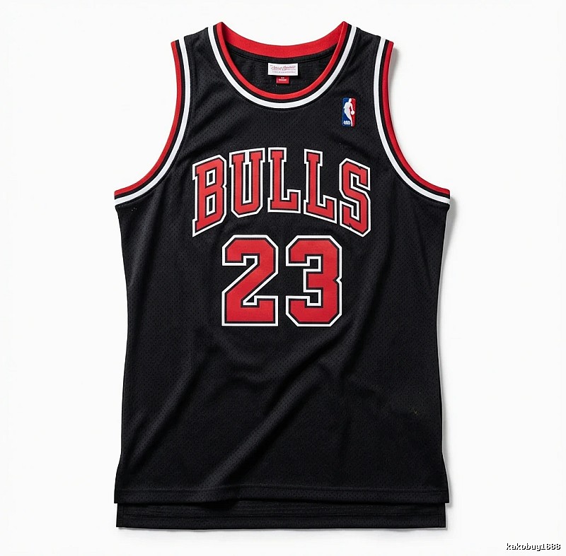 The classic black and red basketball uniforms of the Michael Jordan.