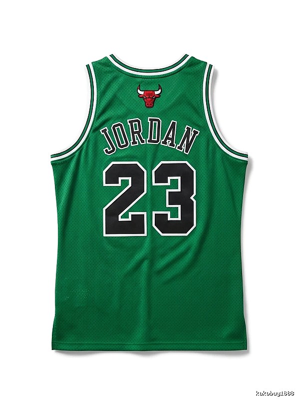 The green jersey with the number 23 of Michael Jordan