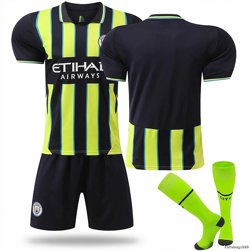 The Manchester City MCFC sporty yellow and black jersey.