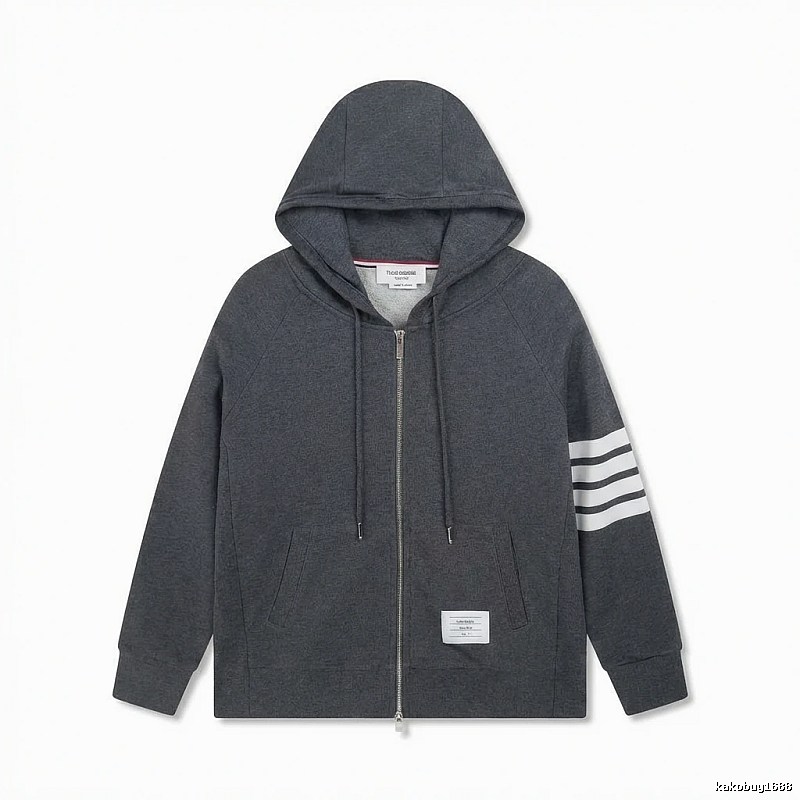 Thom Browne striped style dark gray sweatshirt