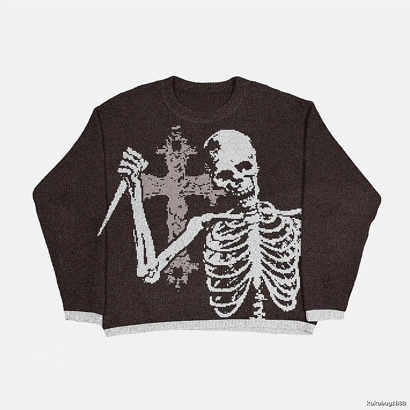 Travel Anime graphic sweater Black Knit Top with Modern Look
