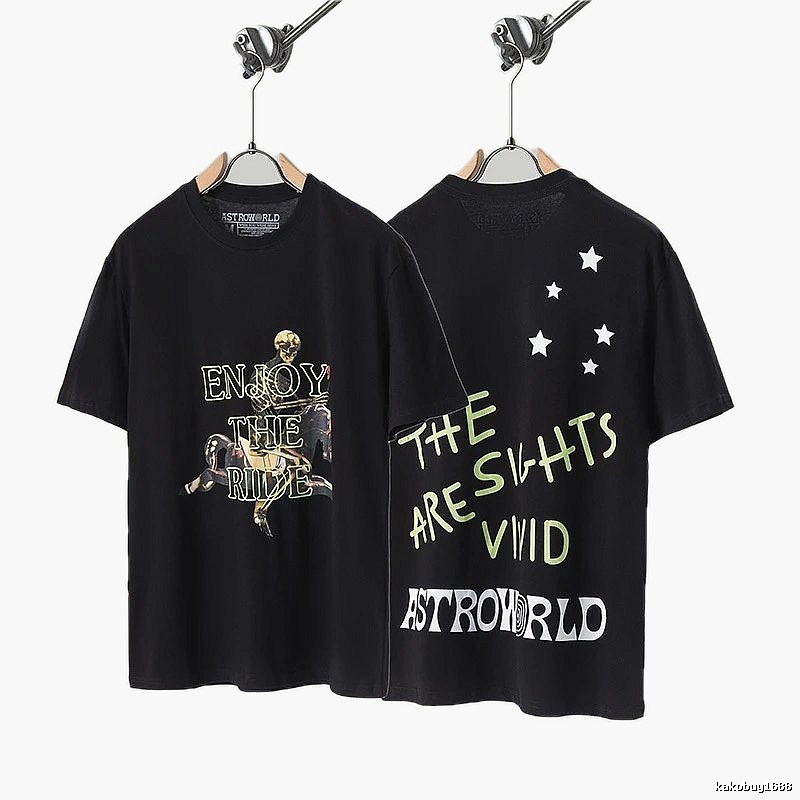 Travis Scott Astroworld Hip-hop Style Black T-shirt