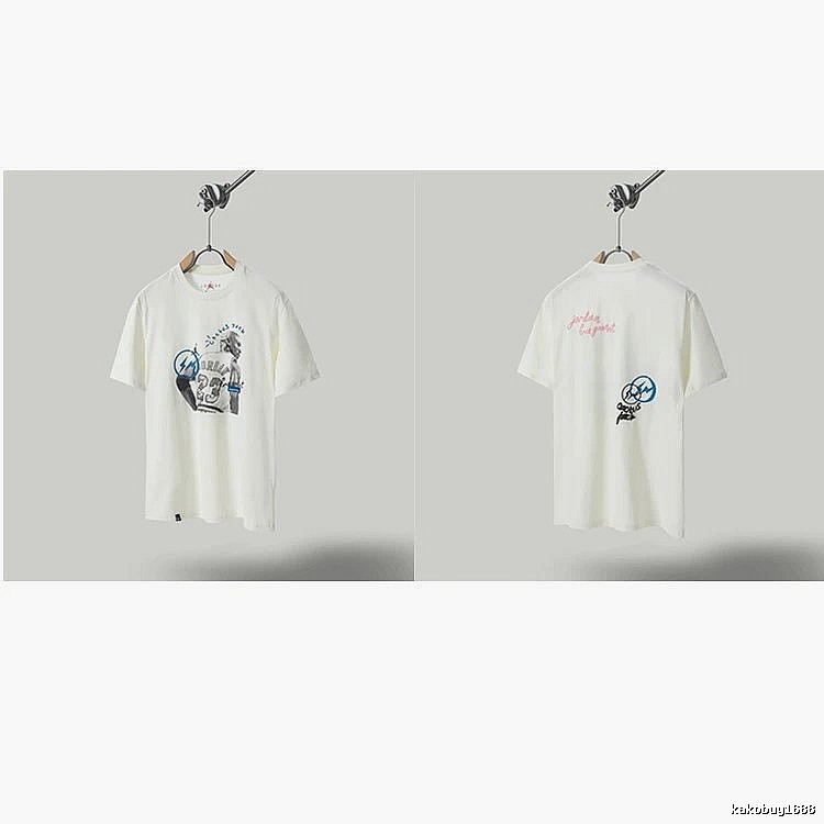 Travis Scott x Jordan Co-branded Graffiti-style Off-white T-shirt