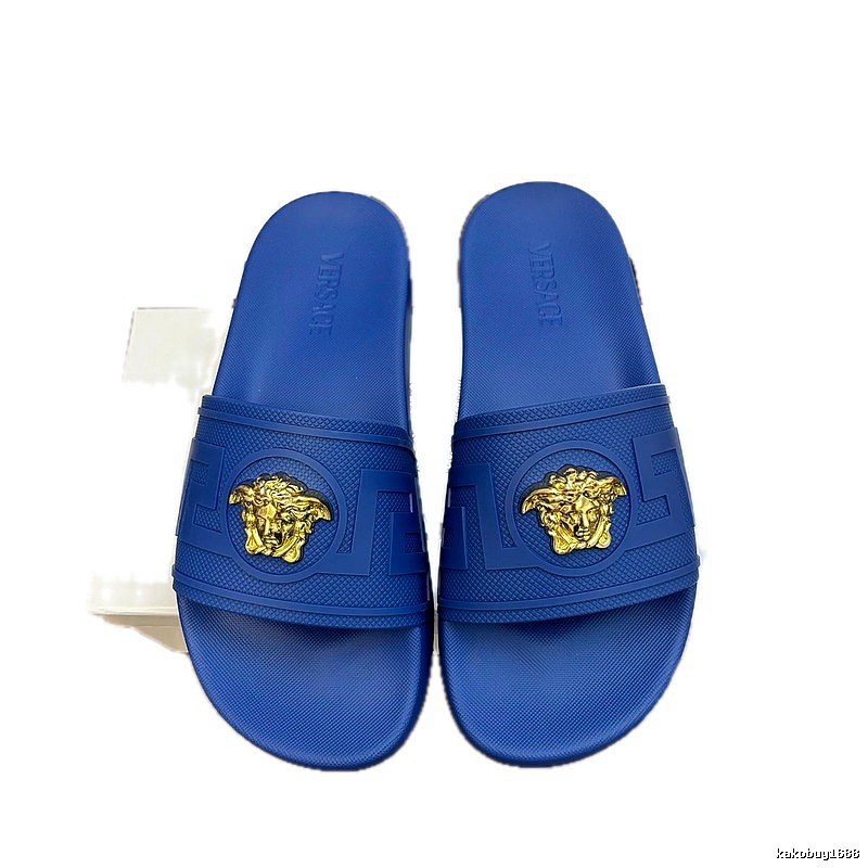 Versace Medusa Luxury Style Royal Blue Slide Sandals
